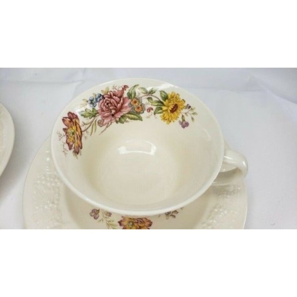 2 Eggshell Theme Homer Laughlin Made In U.S.A Teacup & Saucer Set C41N5 - Picture 2 of 16